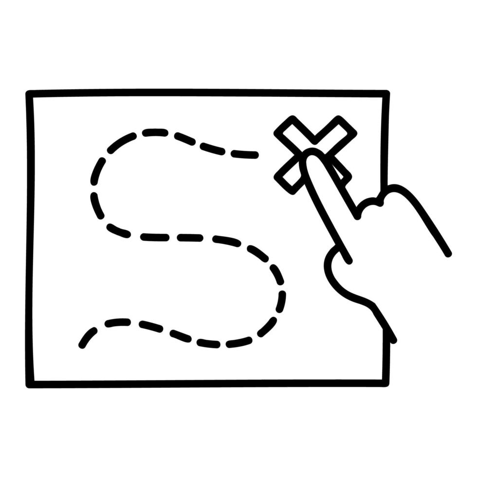 Treasure Map. Hand Drawn Doodle Icon. vector
