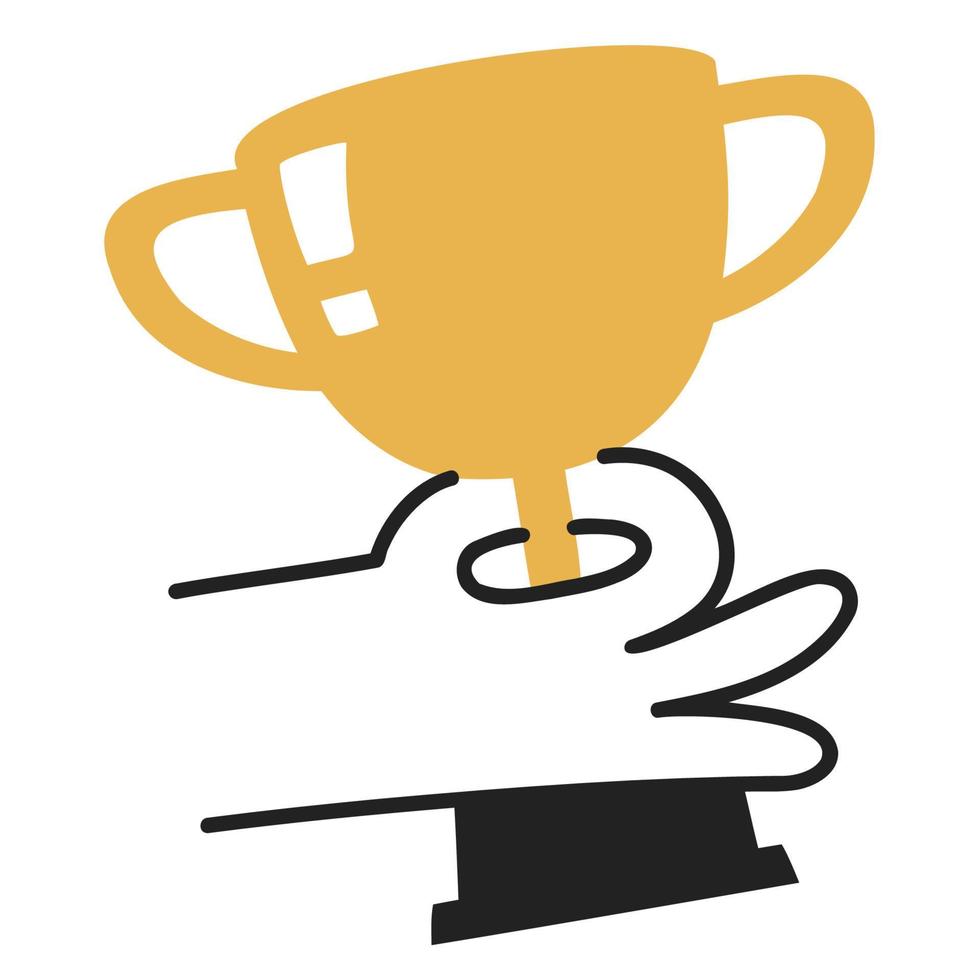 Trophy. Hand Drawn Doodle Icon. vector