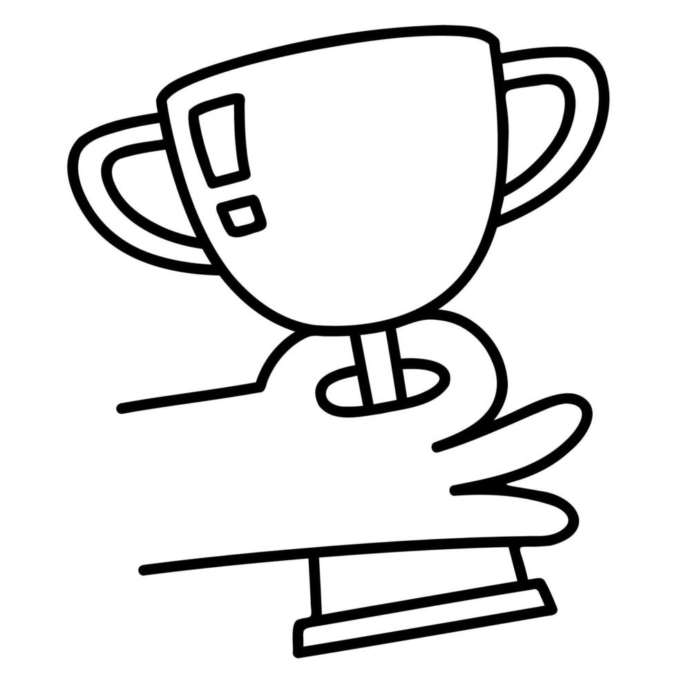 Trophy. Hand Drawn Doodle Icon. vector