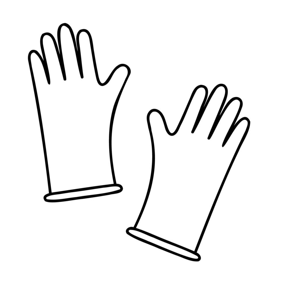 Rubber Gloves. Hand Drawn Spring Icons. vector