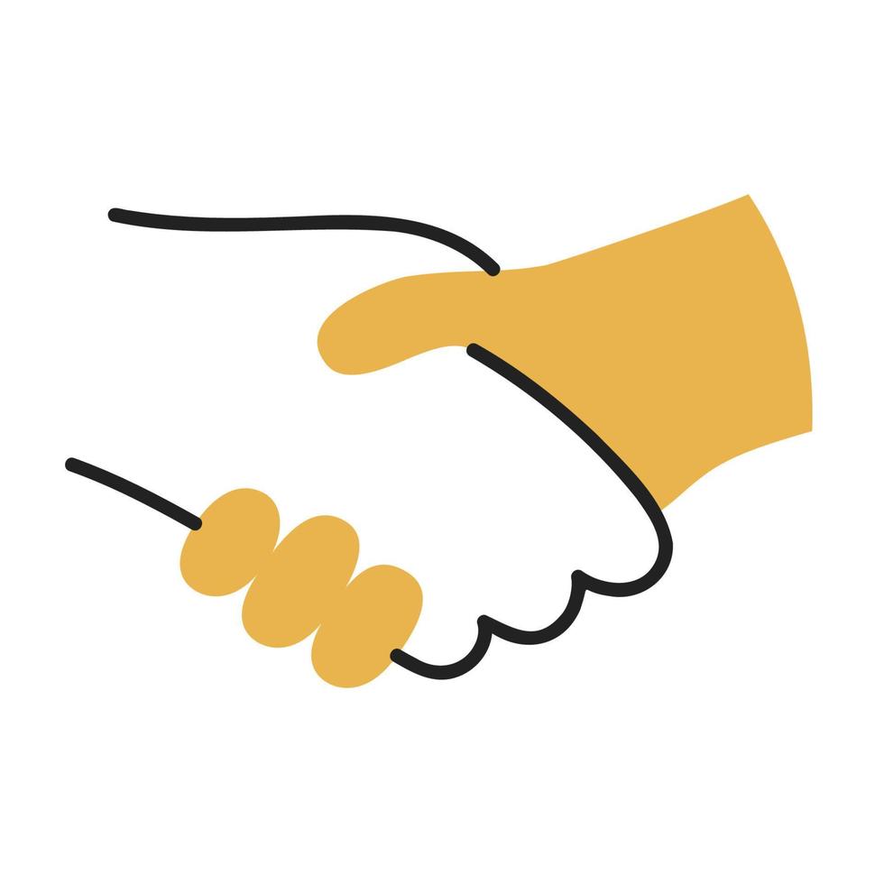 Handshake. Hand Drawn Doodle Icon. vector