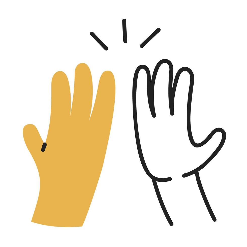 High Five. Hand Drawn Doodle Icon. vector