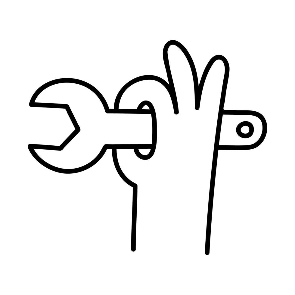 Wrench. Hand Drawn Doodle Icon. vector