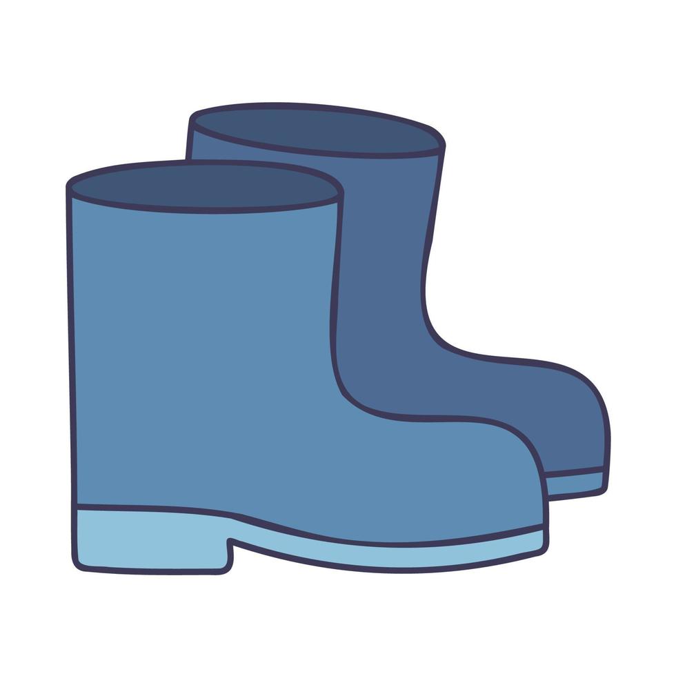 Rubber Boots. Hand Drawn Spring Icons. vector