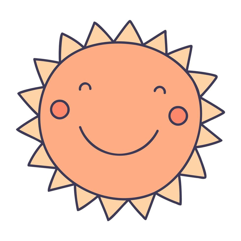 sol. iconos de primavera dibujados a mano. vector