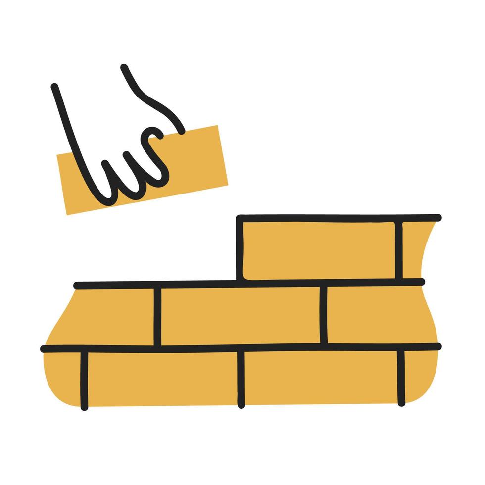 Brick wall. Hand Drawn Doodle Icon. vector