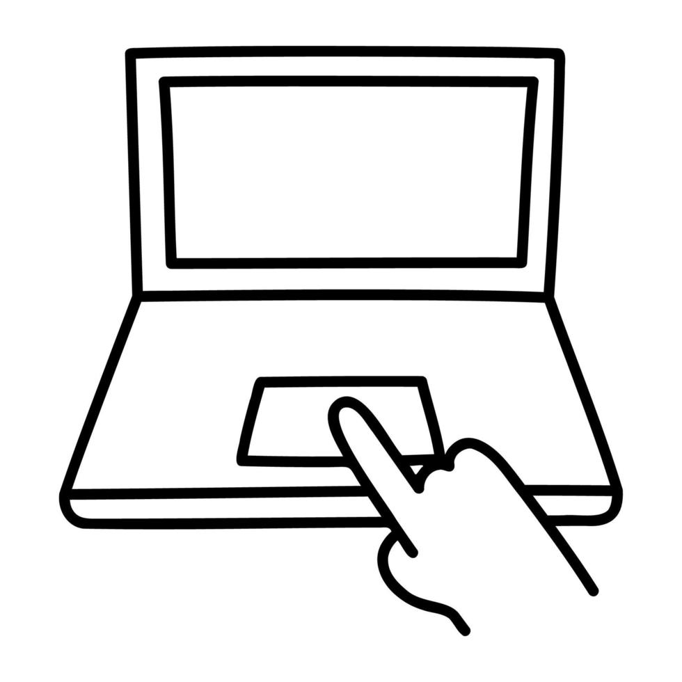 Laptop. Hand Drawn Doodle Icon. vector