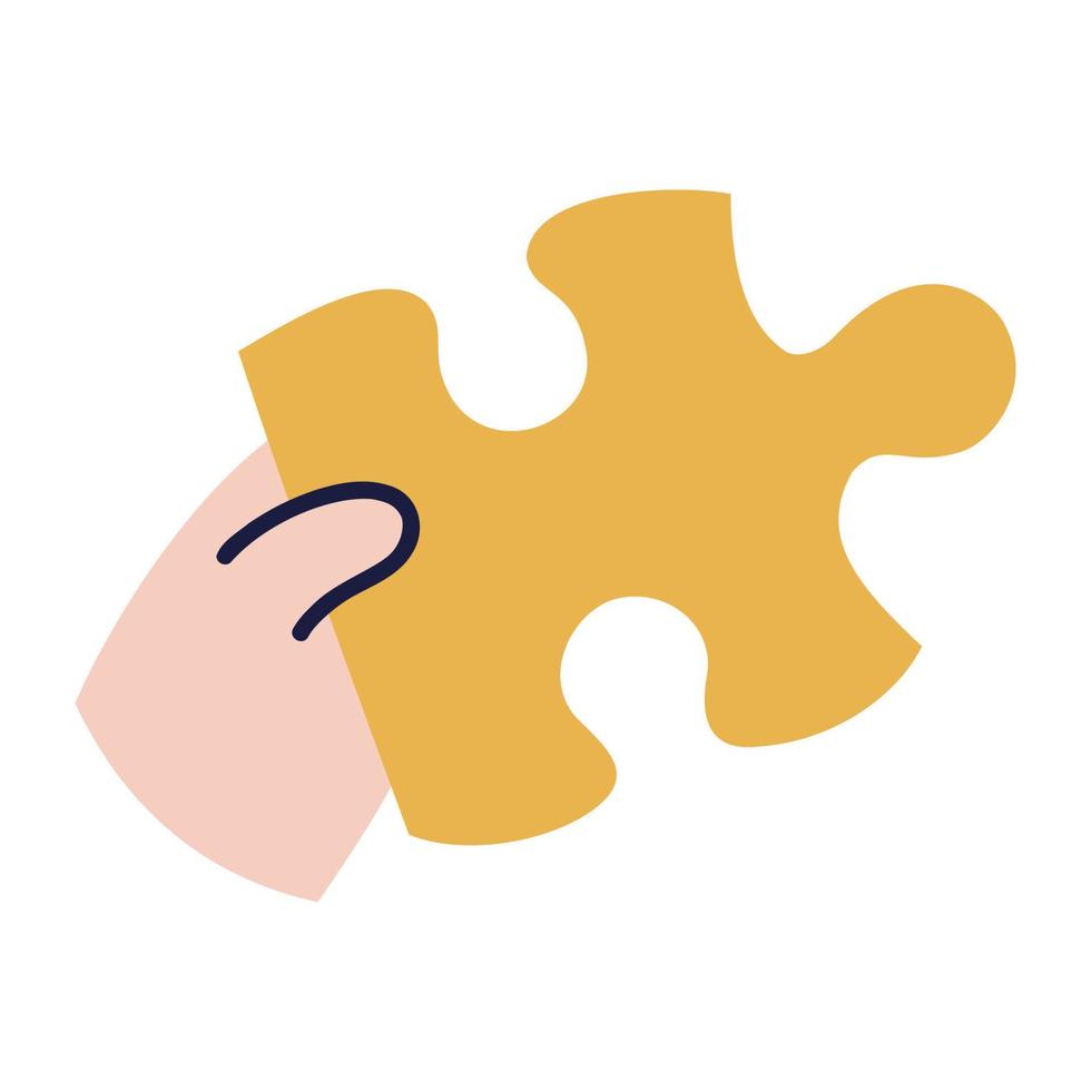 Jigsaw Puzzle. Hand Drawn Doodle Icon. vector