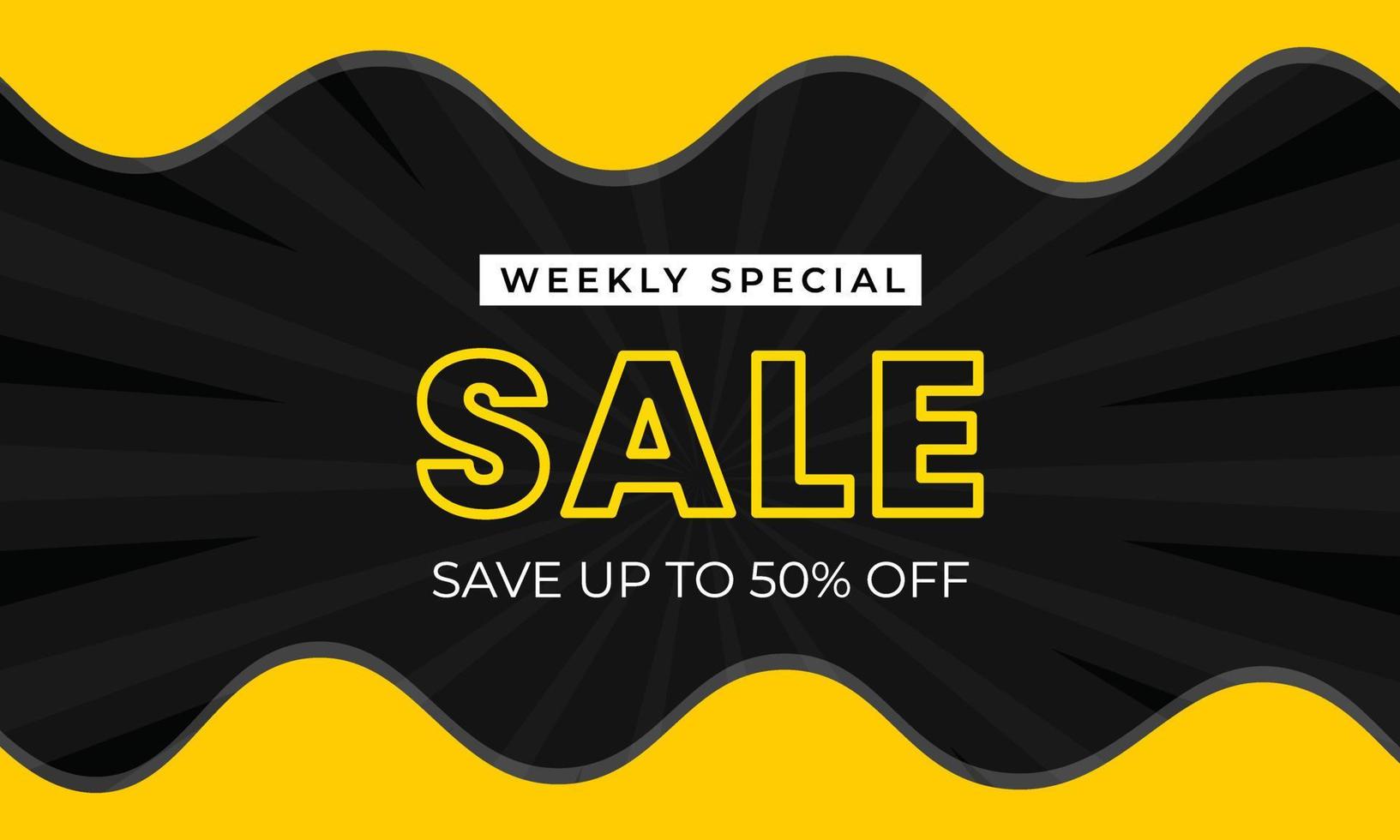 Weekly sale banner design template, sale background design vector, special offer promotion discount banner. vector