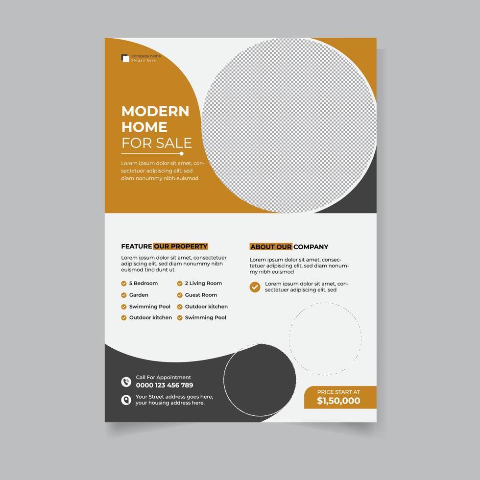 Modern elegant real estate property interior design a4 flyer Template vector