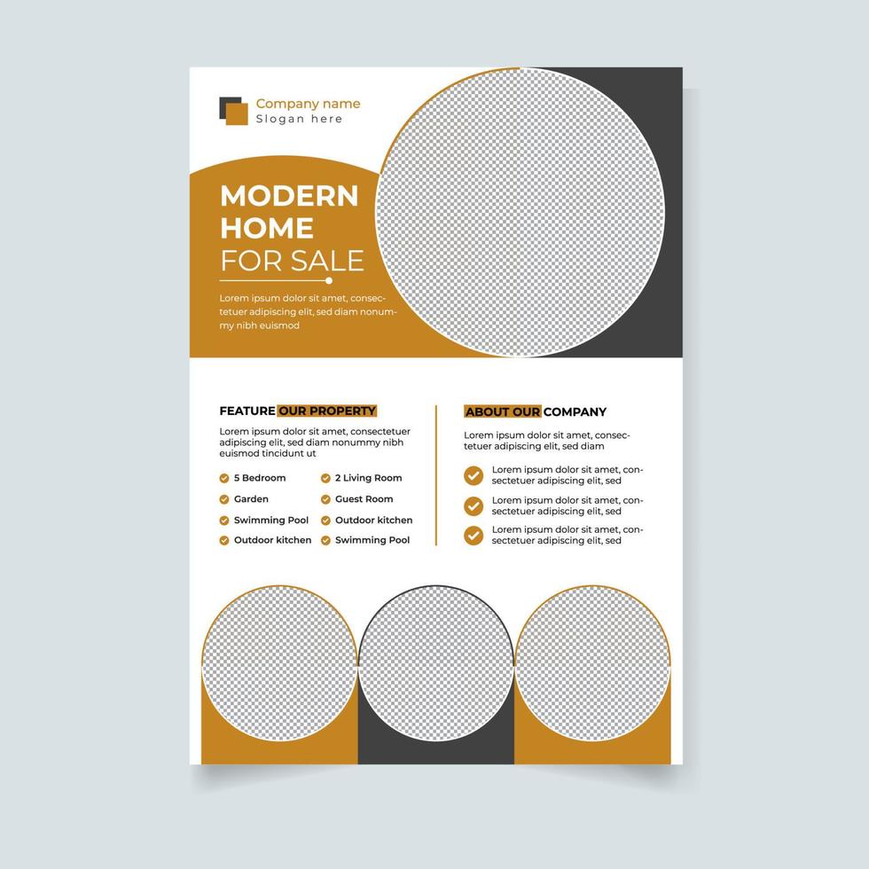 Modern elegant real estate property interior design a4 flyer Template vector