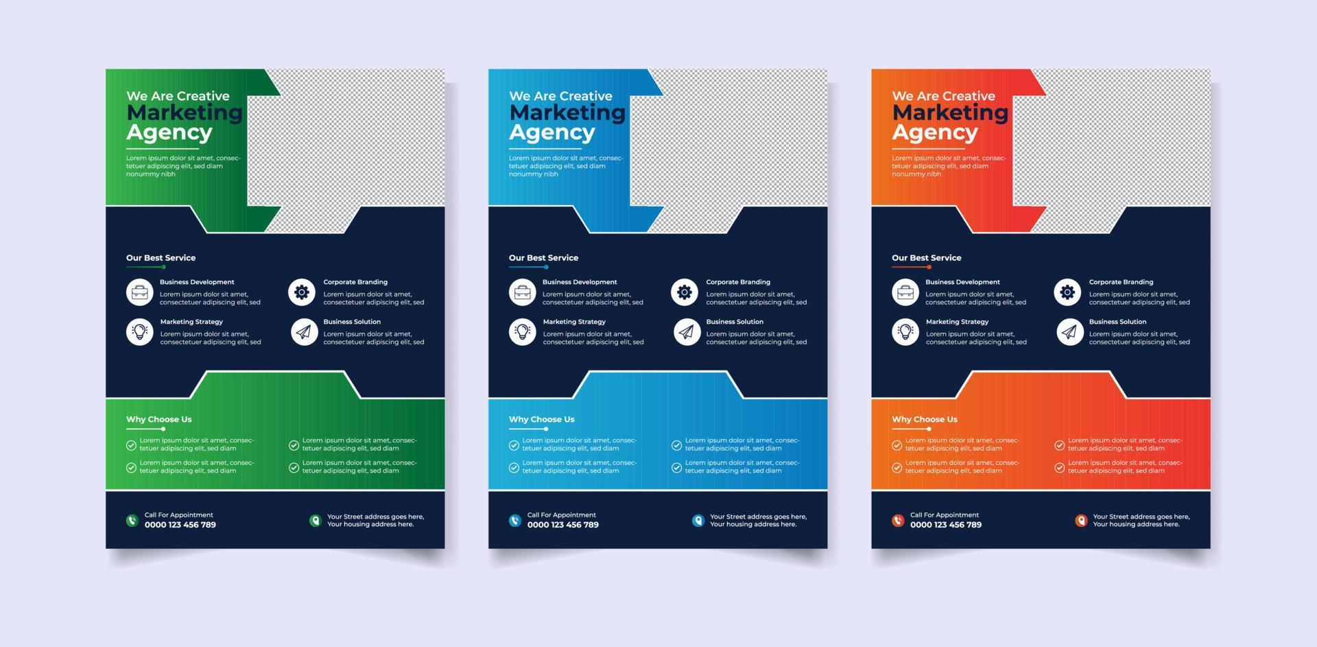 Modern digital marketing agency a4 flyer template vector