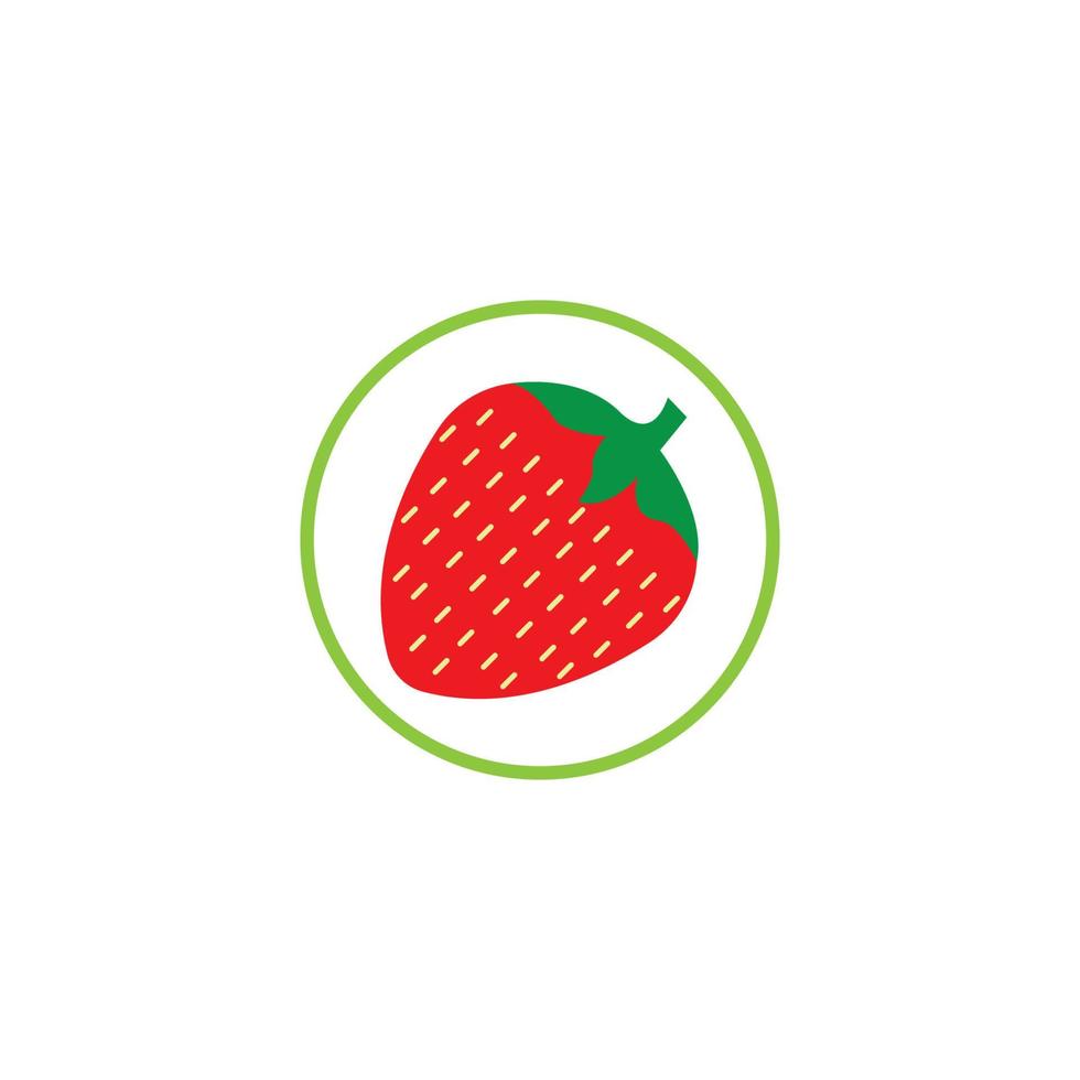 Ilustración de plantilla de fondo de icono de vector de logotipo divertido y lindo de fresa