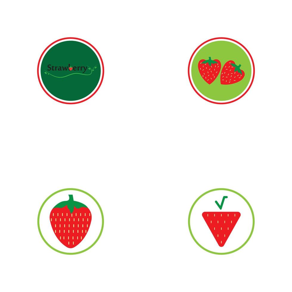 Strawberry funny and cute logo vector icon background template illustration