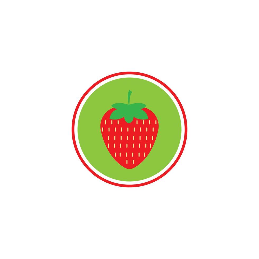 Ilustración de plantilla de fondo de icono de vector de logotipo divertido y lindo de fresa