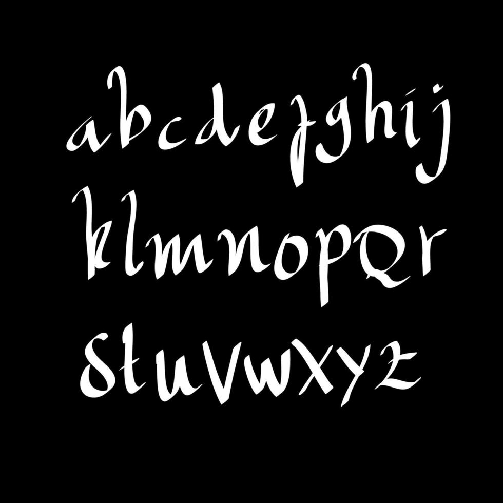 handwritten brush script Black and white English alphabet lettering doodle Letter vector