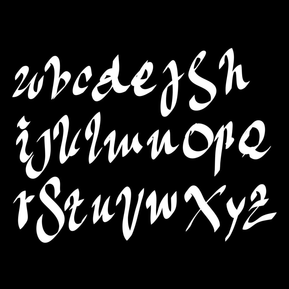 handwritten brush script Black and white English alphabet lettering doodle Letter vector