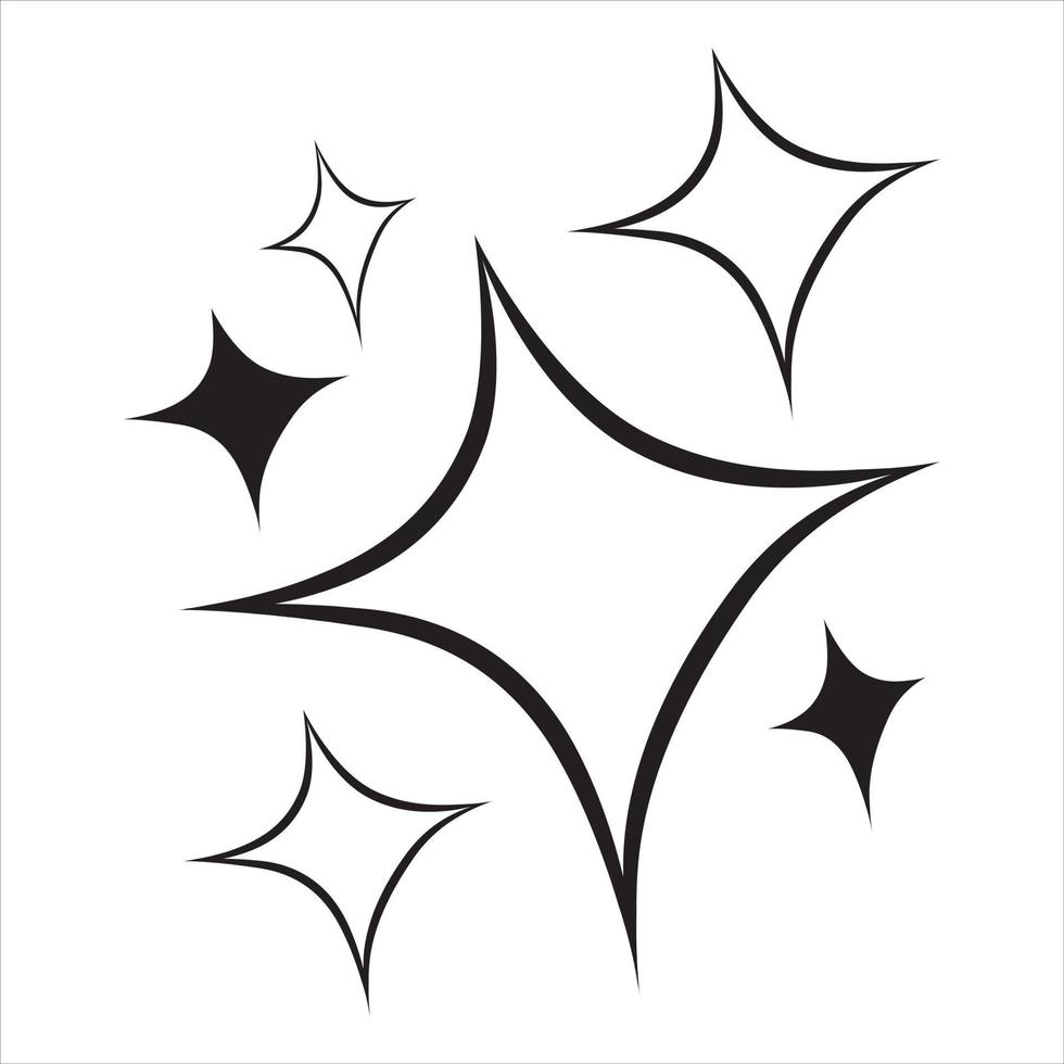 conjunto de garabatos de estrellas vectoriales icono brillante, icono de superficie limpia. estrellas de efecto de luz brillante y explosión brillante. aislado sobre fondo blanco. ilustración vectorial vector