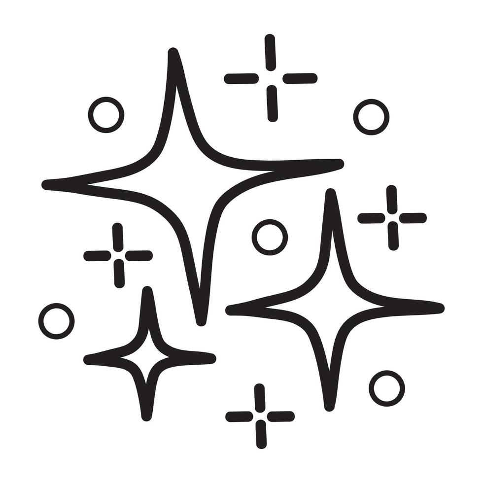 doodle set of vector stars sparkle icon, clean surface icon. Glowing light effect stars and shining burst. isolated on white background. vector illustration