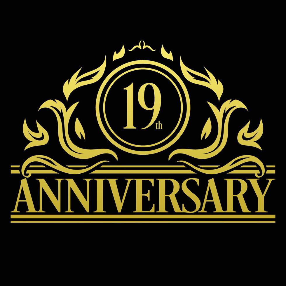 Luxury 19th anniversary Logo illustration vector.Free vector illustration