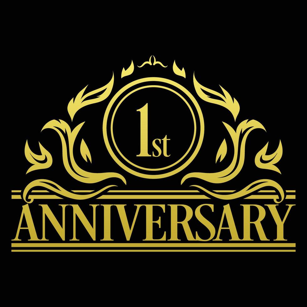 Luxury 1st anniversary Logo illustration vector.Free vector illustration