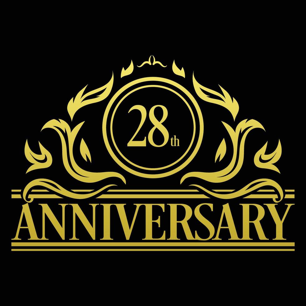 Luxury 28th anniversary Logo illustration vector.Free vector illustration