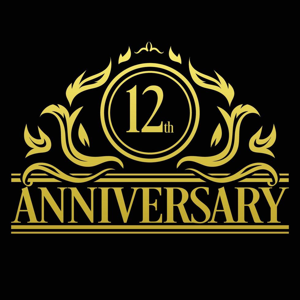 Luxury 12th anniversary Logo illustration vector.Free vector illustration