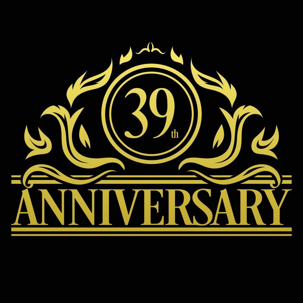 Luxury 39th Anniversary Logo illustration vector. Free vector illustration