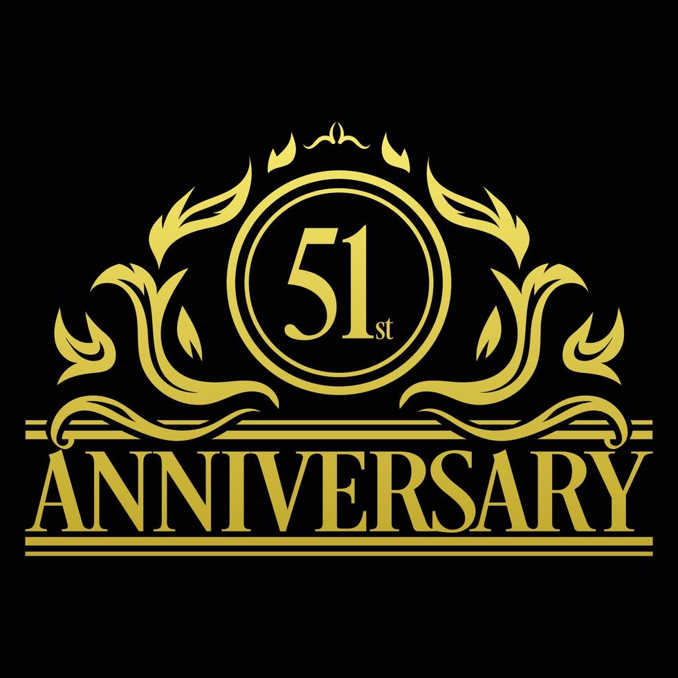 Luxury 51st Anniversary Logo illustration vector. Free vector illustration
