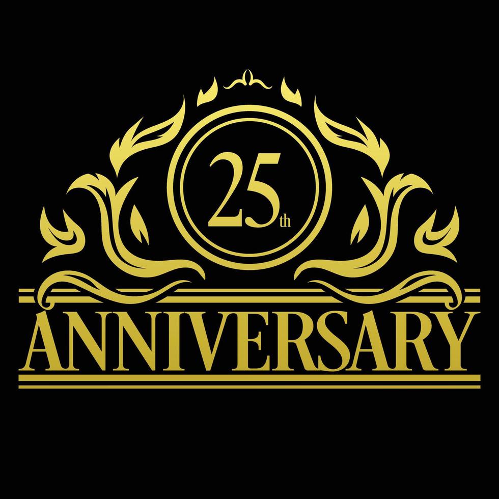 Luxury 25th anniversary Logo illustration vector.Free vector illustration