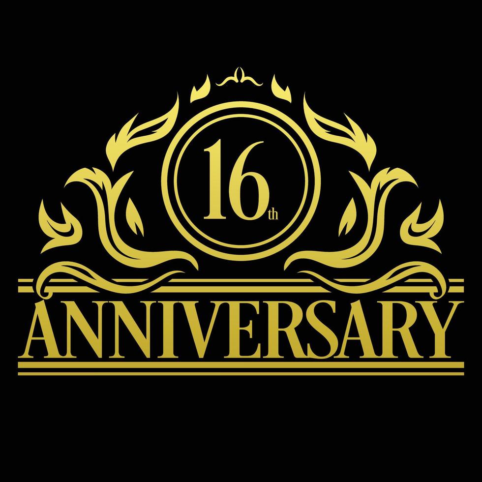 Luxury 16th anniversary Logo illustration vector.Free vector illustration