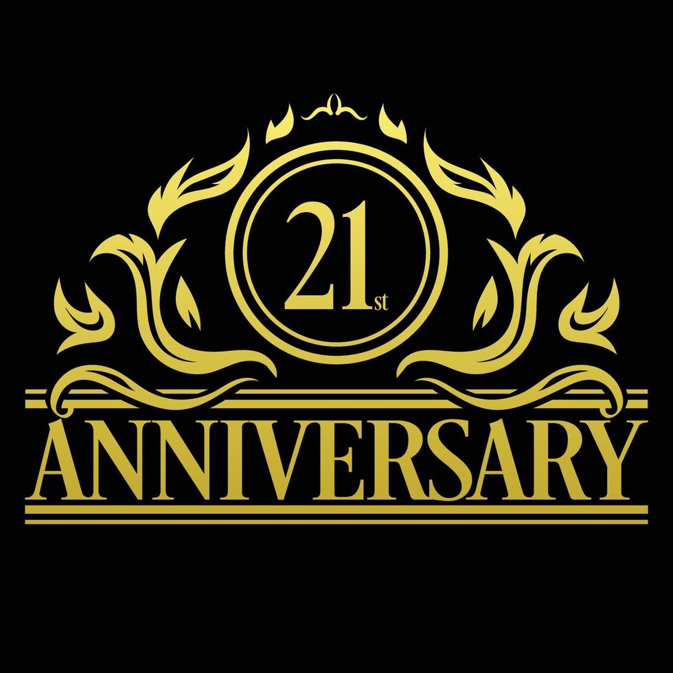 Luxury 21st anniversary Logo illustration vector.Free vector illustration