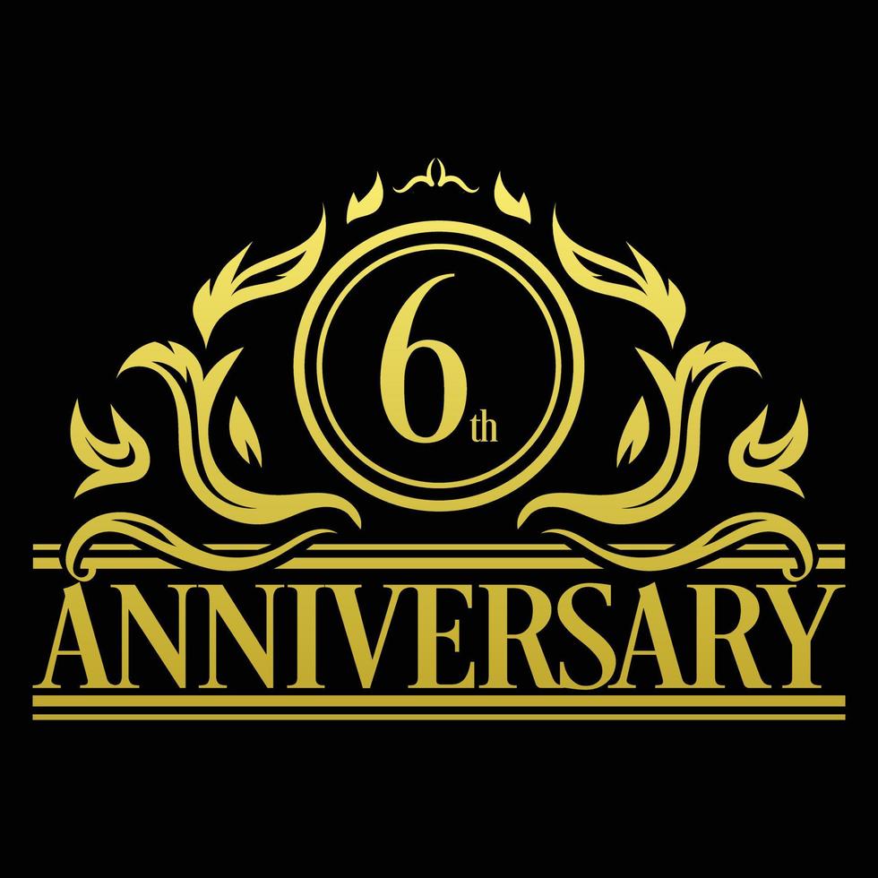 Luxury 6th anniversary Logo illustration vector.Free vector illustration