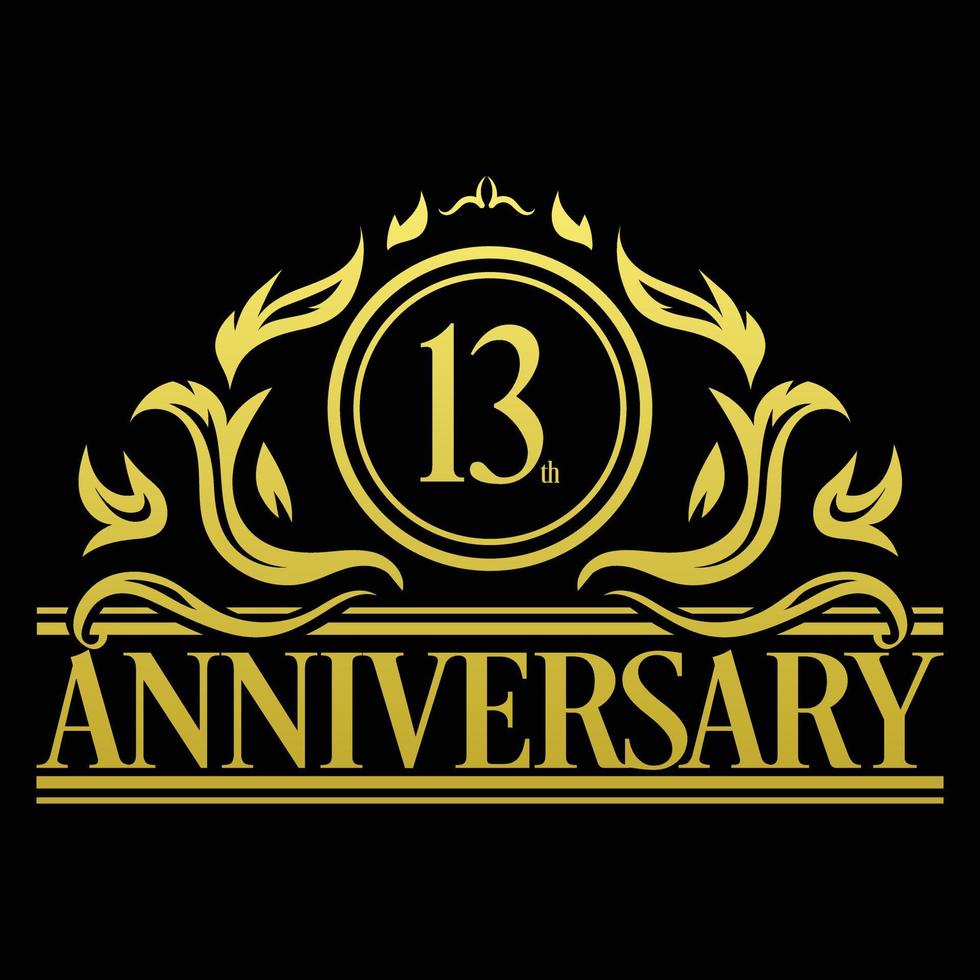 Luxury 13th anniversary Logo illustration vector.Free vector illustration