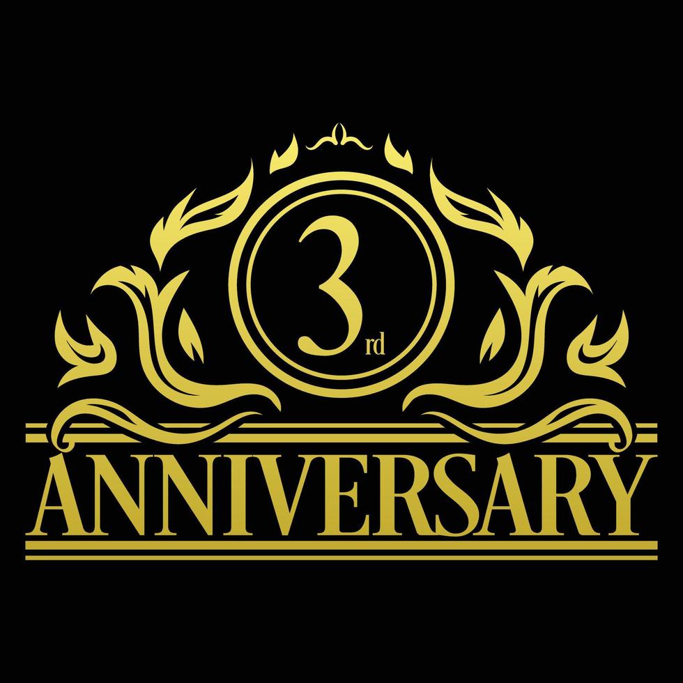 Luxury 3rd anniversary Logo illustration vector.Free vector illustration