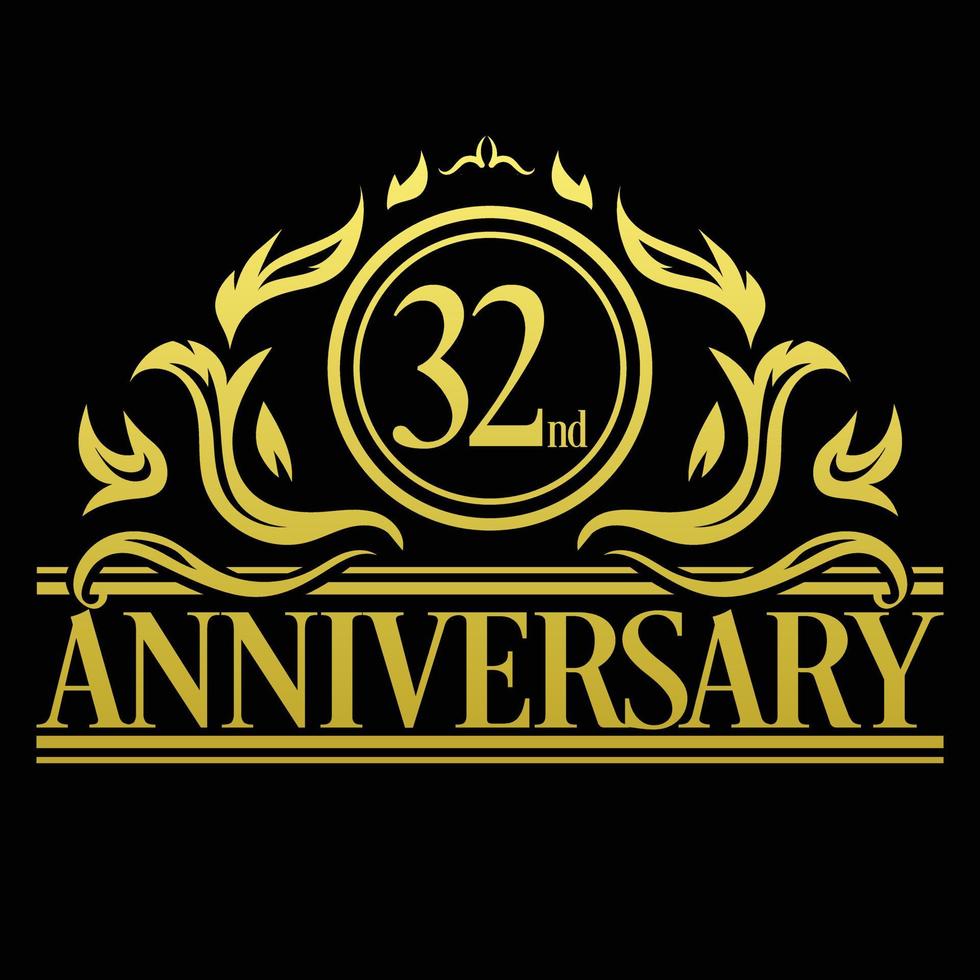 Luxury 32nd anniversary Logo illustration vector.Free vector illustration