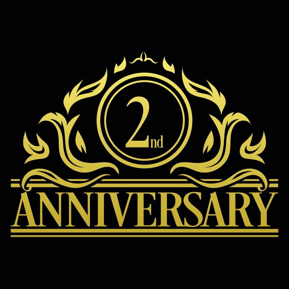 Luxury 2nd anniversary Logo illustration vector.Free vector illustration