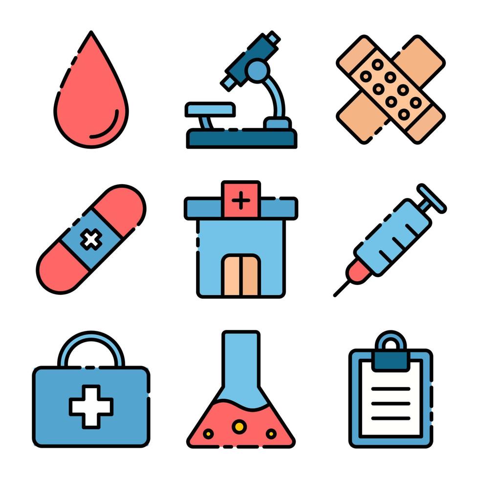 iconos de herramientas de laboratorio médico vector