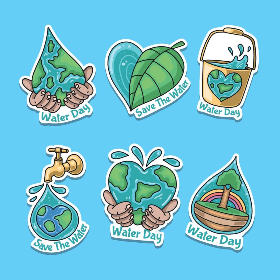 World Water Day Sticker Set vector