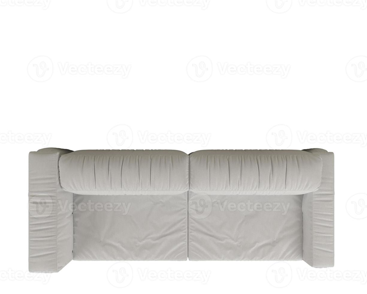 White sofa plan 3d rendering isolated on white background photo