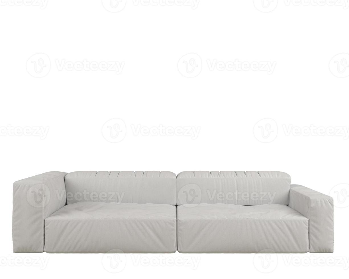 White sofa 3d rendering isolated on white background photo