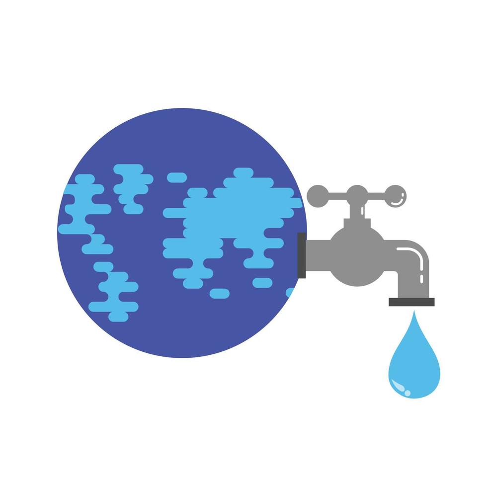 ahorrar agua ilustración vectorial de la tierra con agua del grifo gratis vector