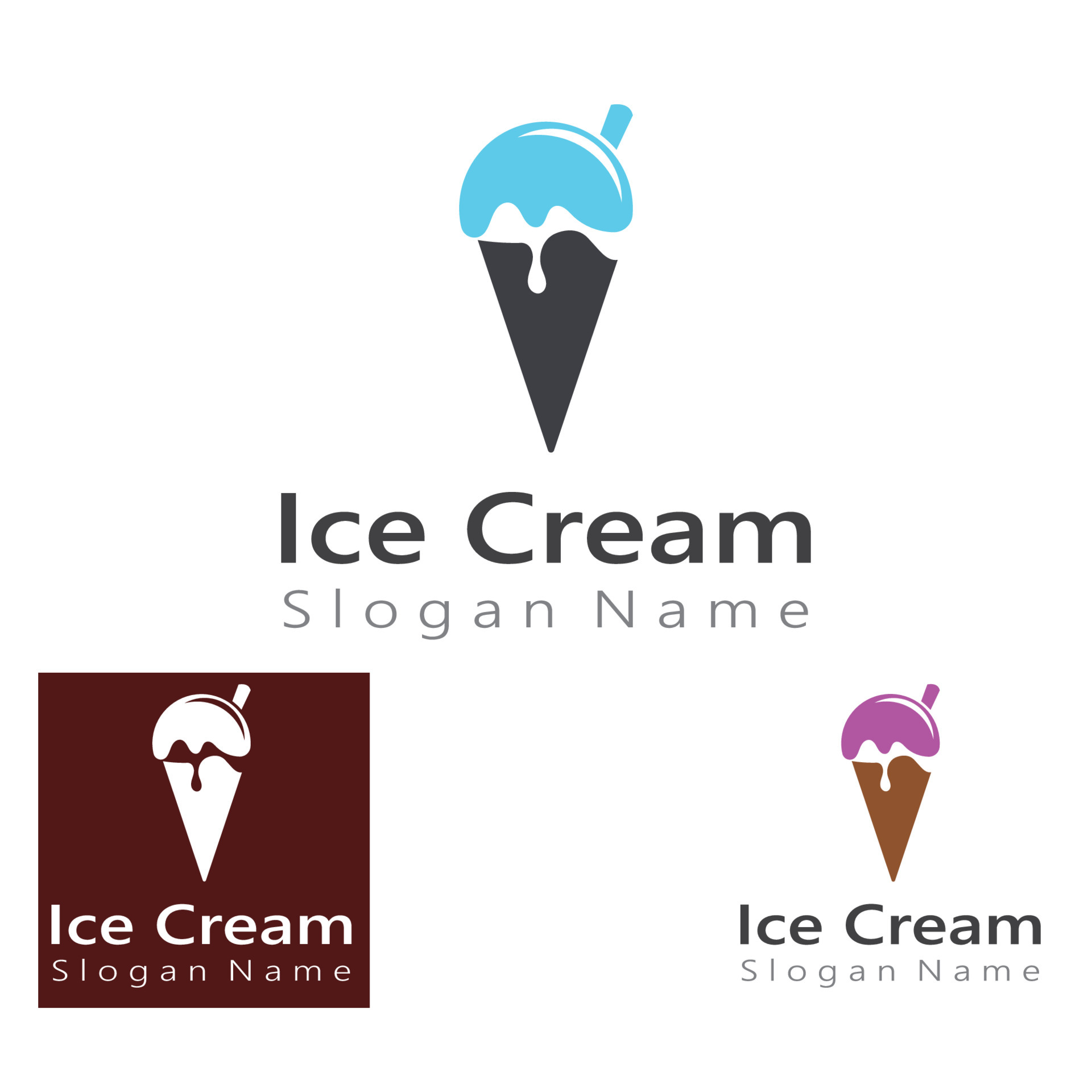 Ice Cream cone Logo design Vector Art creative template 6550782 Vector ...