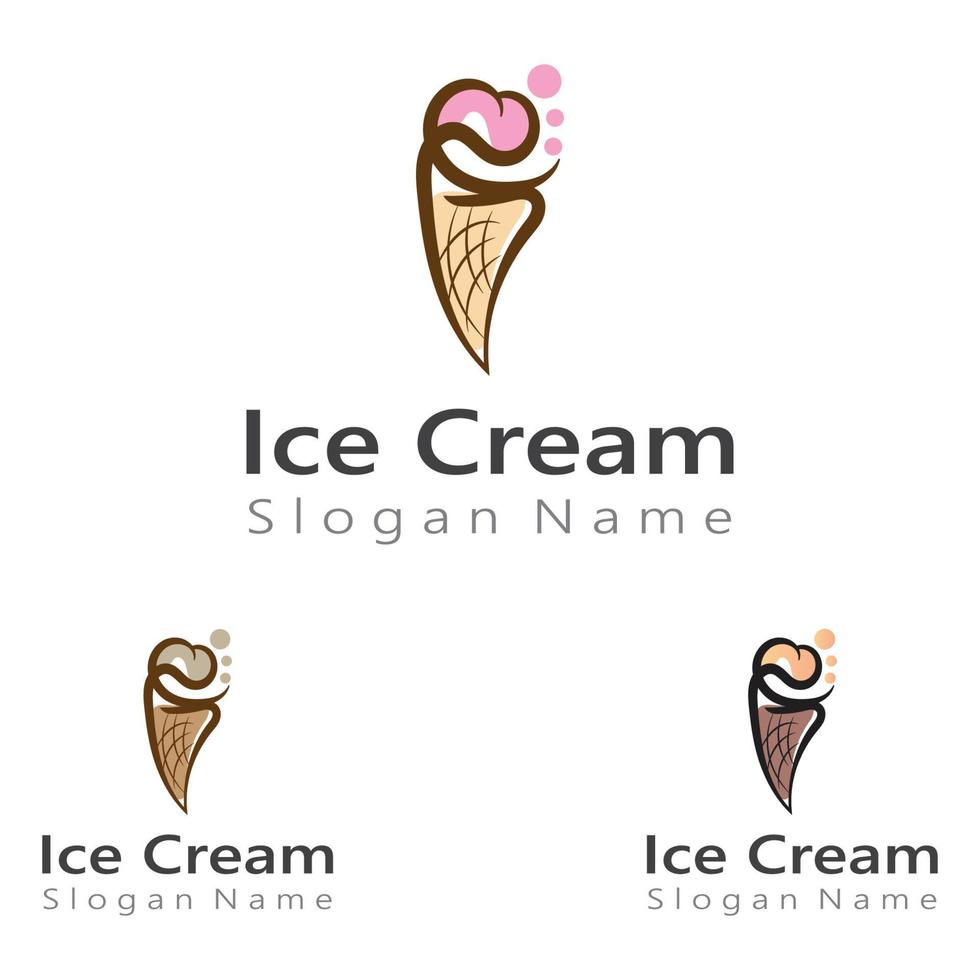 diseño de logotipo de helado, ilustración de vector de plantilla de cono de hielo fresco