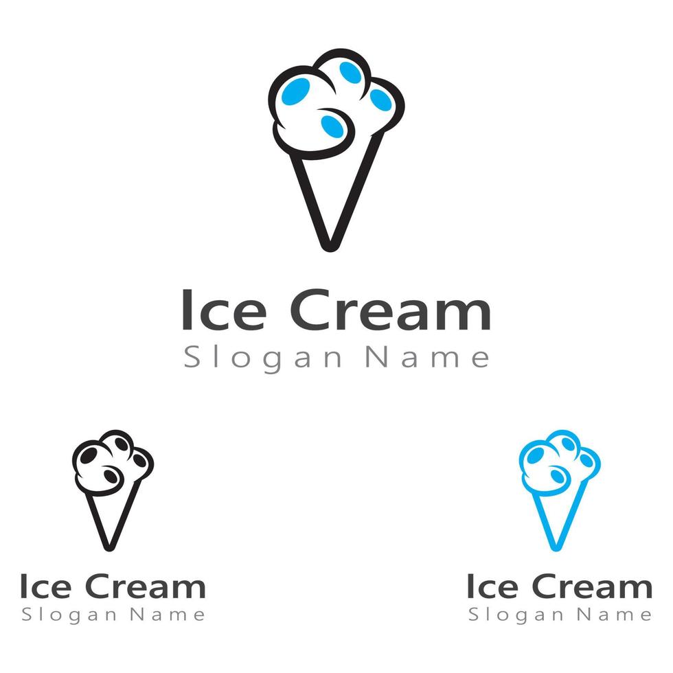 diseño de logotipo de helado, ilustración de vector de plantilla de cono de hielo fresco