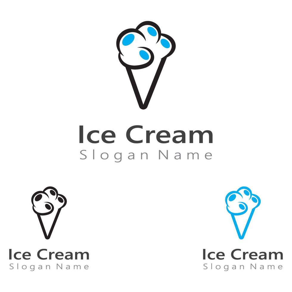 Ice cream logo design, fresh ice cone template Vector illustration