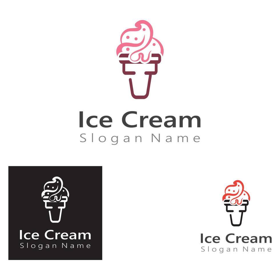 Ice Cream cone Logo design Vector Art creative template