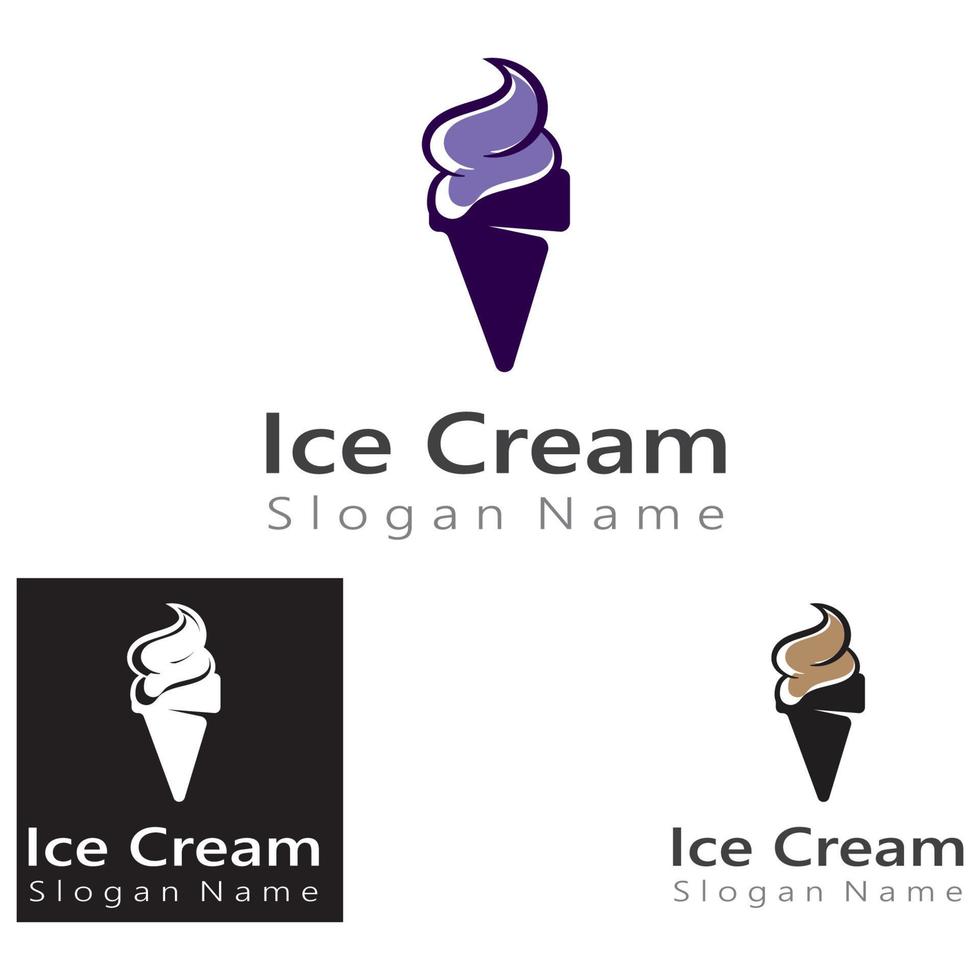 diseño de logotipo de helado, ilustración de vector de plantilla de cono de hielo fresco