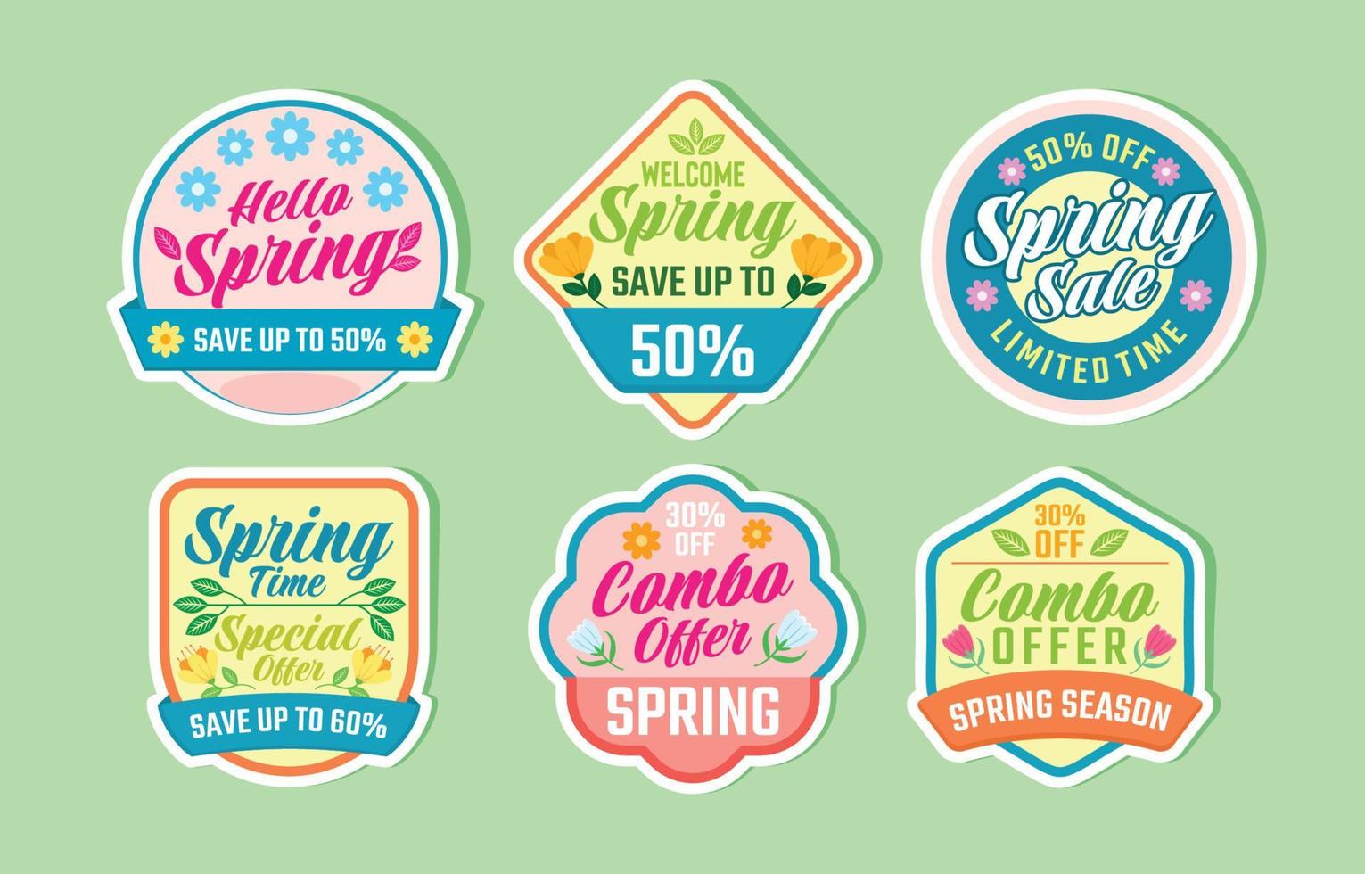 Spring Sale Offer Labels vector