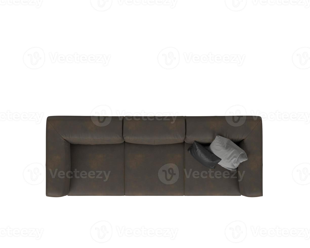 brown leather sofa 3d rendering isolated on white background photo